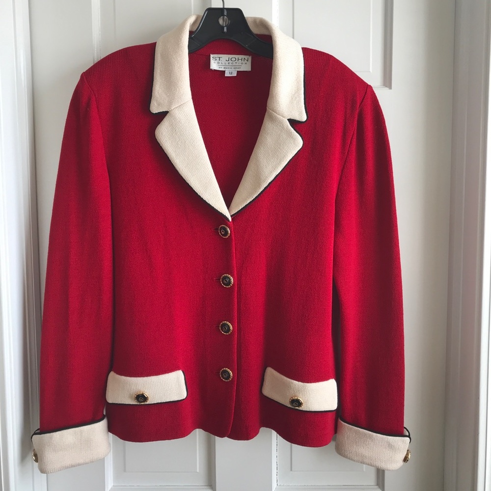 St John Collection Red Knit Blazer